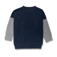 "Boys' Colorblock Sweatshirt – 'Make It Fun' Textured Graphic, Crew Neck, Long Sleeves"