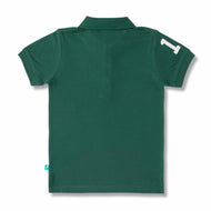 Boys' Dark Green Polo T-Shirt with Embroidered Logo & Sleeve Number Detail