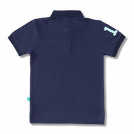 Boys' Navy Blue Polo T-Shirt with Embroidered Logo & Number Detail