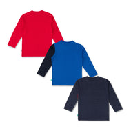 "Boys' Full Sleeve T-Shirt Combo – Pack of 3 (Ski, Sports, and Colorblock Designs)"