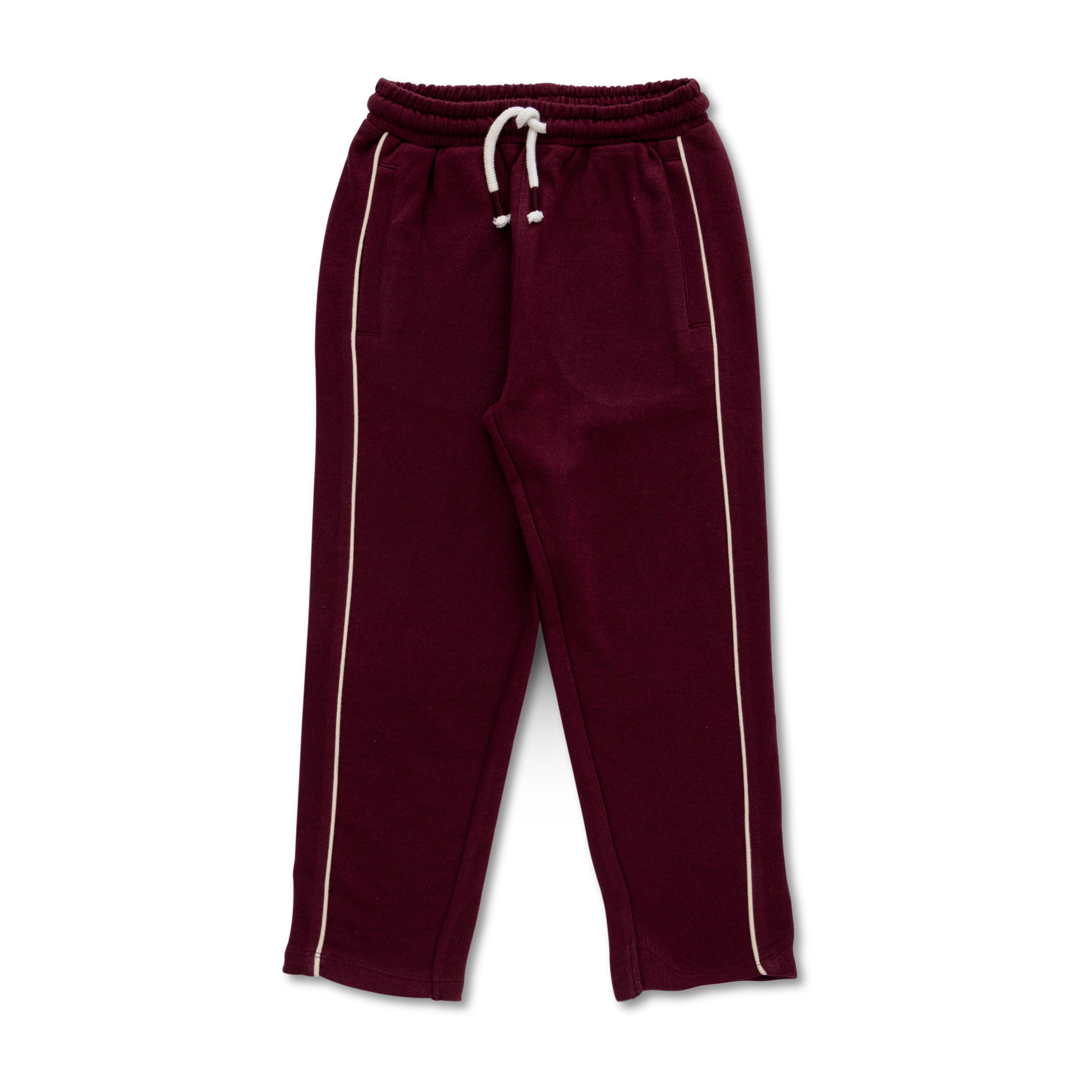 Boys' Maroon Track Pants with Contrast Piping – Juscubs