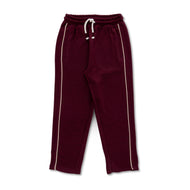 Boys' Maroon Track Pants with Contrast Piping