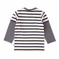 Boys' Striped Long-Sleeve T-Shirt with Superstar Print