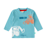 Boys' Blue "Dig It" Long Sleeve T-Shirt with Excavator Print