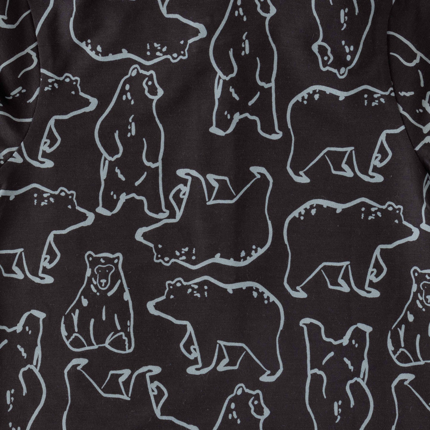 Boys' Bear Print Polo T-Shirt with Contrast Collar