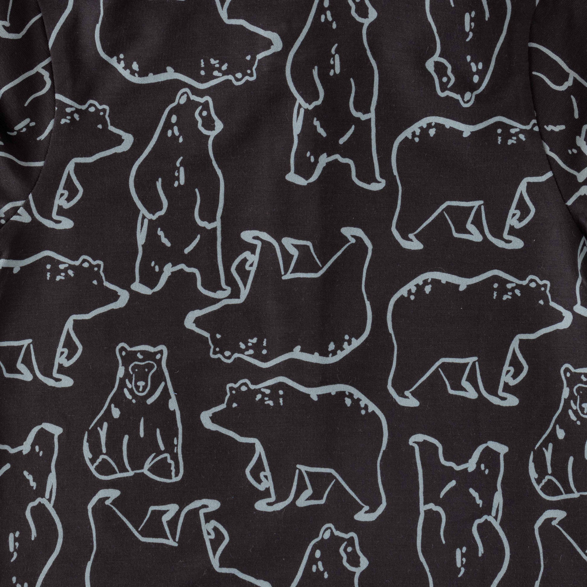 Boys' Bear Print Polo T-Shirt with Contrast Collar
