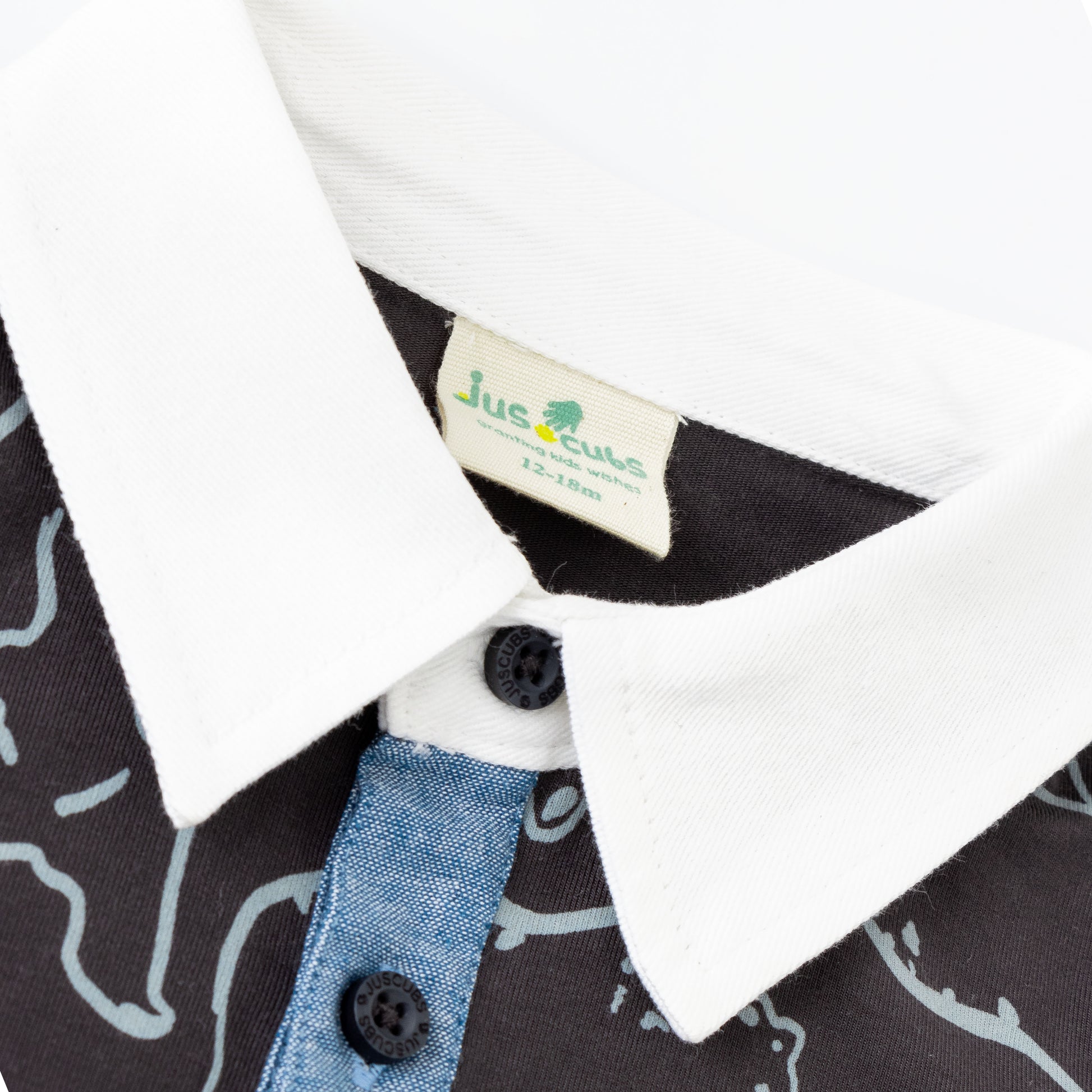 Boys' Bear Print Polo T-Shirt with Contrast Collar