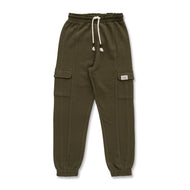 "Boys' Cargo Jogger Pants with Elastic Cuffs – Olive Green"
