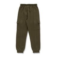 "Boys' Cargo Jogger Pants with Elastic Cuffs – Olive Green"