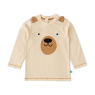 Boys' Beige Bear Face Long-Sleeve T-Shirt with 3D Ear Details