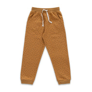 "Boys' Mustard Polka Dot Jogger Pants with Drawstring Waist"