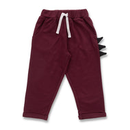 Juscubs Dino-Themed Jogger Pants - Maroon with Side Spikes