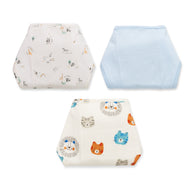 "Baby Boys' Cotton Nappy Langots – Pack of 3 | Soft Tie-Up Diapers – Animal & Solid Print Designs"