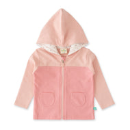 Baby Girls Soft Pink Zip-Up Hoodie with Dual Front Pockets
