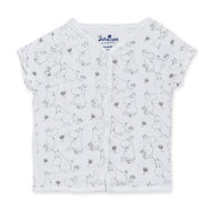 "Baby Muslin Cotton Front-Open T-Shirt – Adorable Cartoon Print"