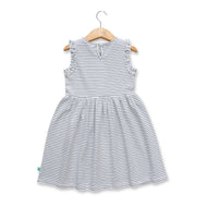 Girls' Striped Sleeveless Dress with Heart Appliqué and Ruffle Detail