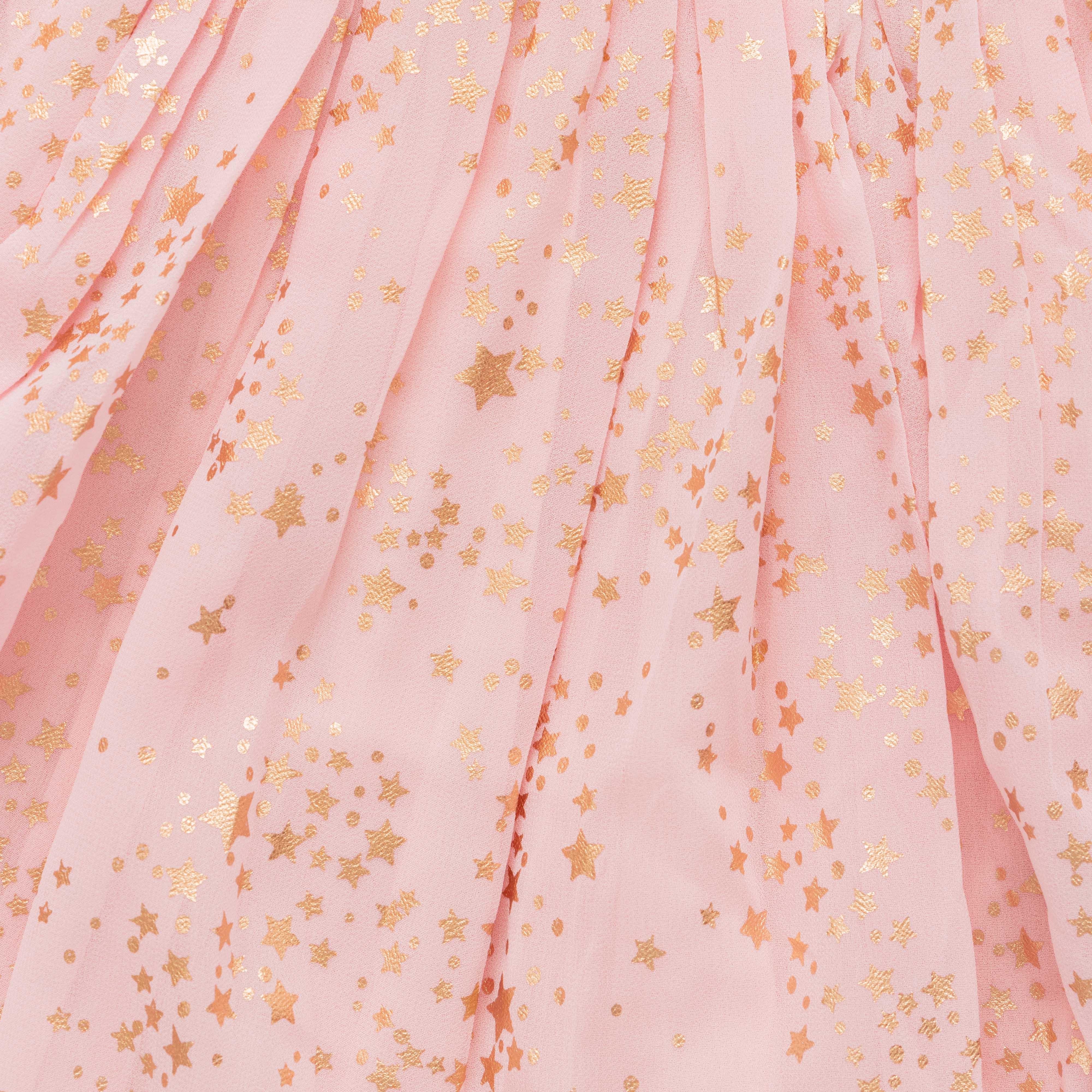 Girls Conversational Printed Cotton Fit & Flare Dress-Pink