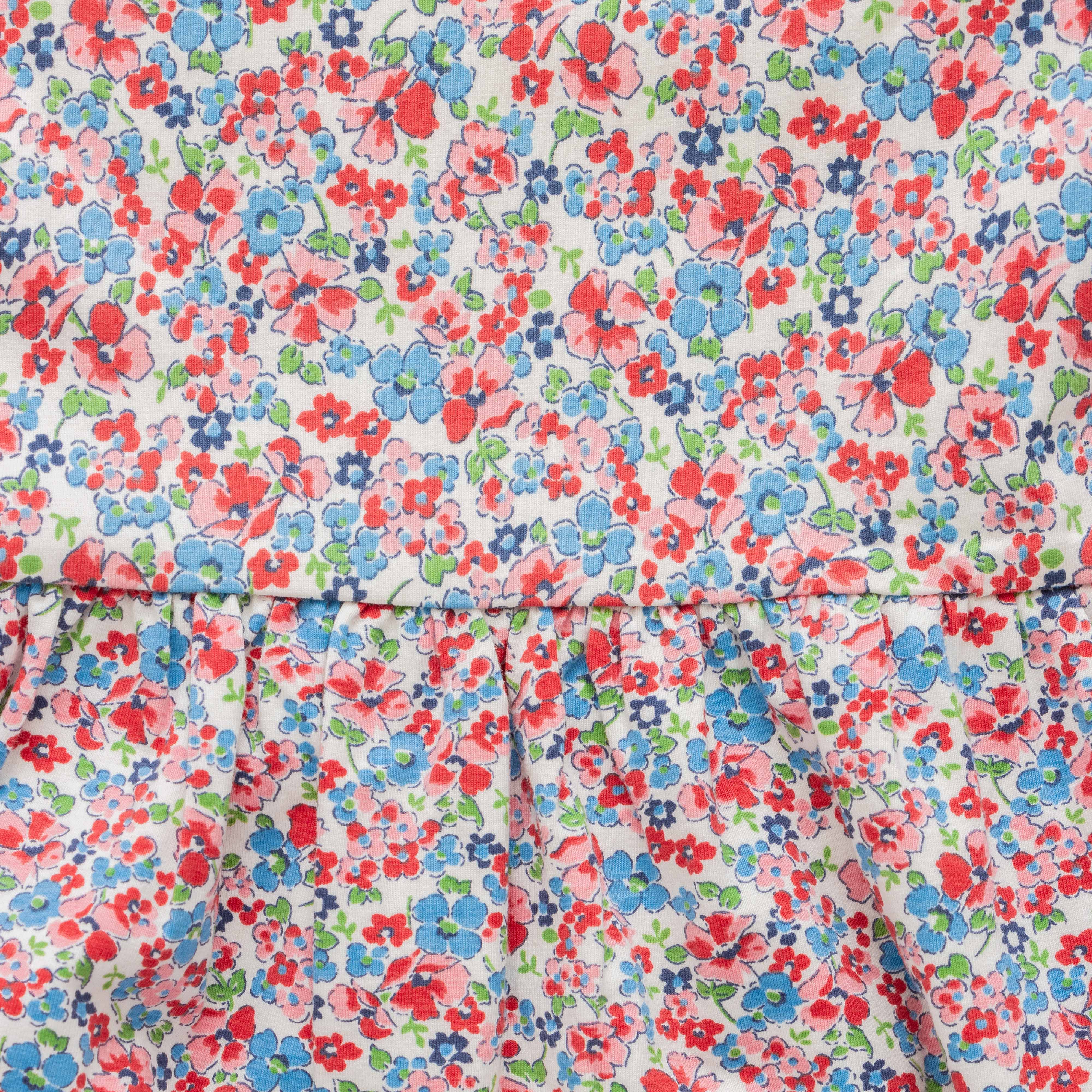 Girls Floral Printed Gathered Or Pleated Cotton A Line Dress