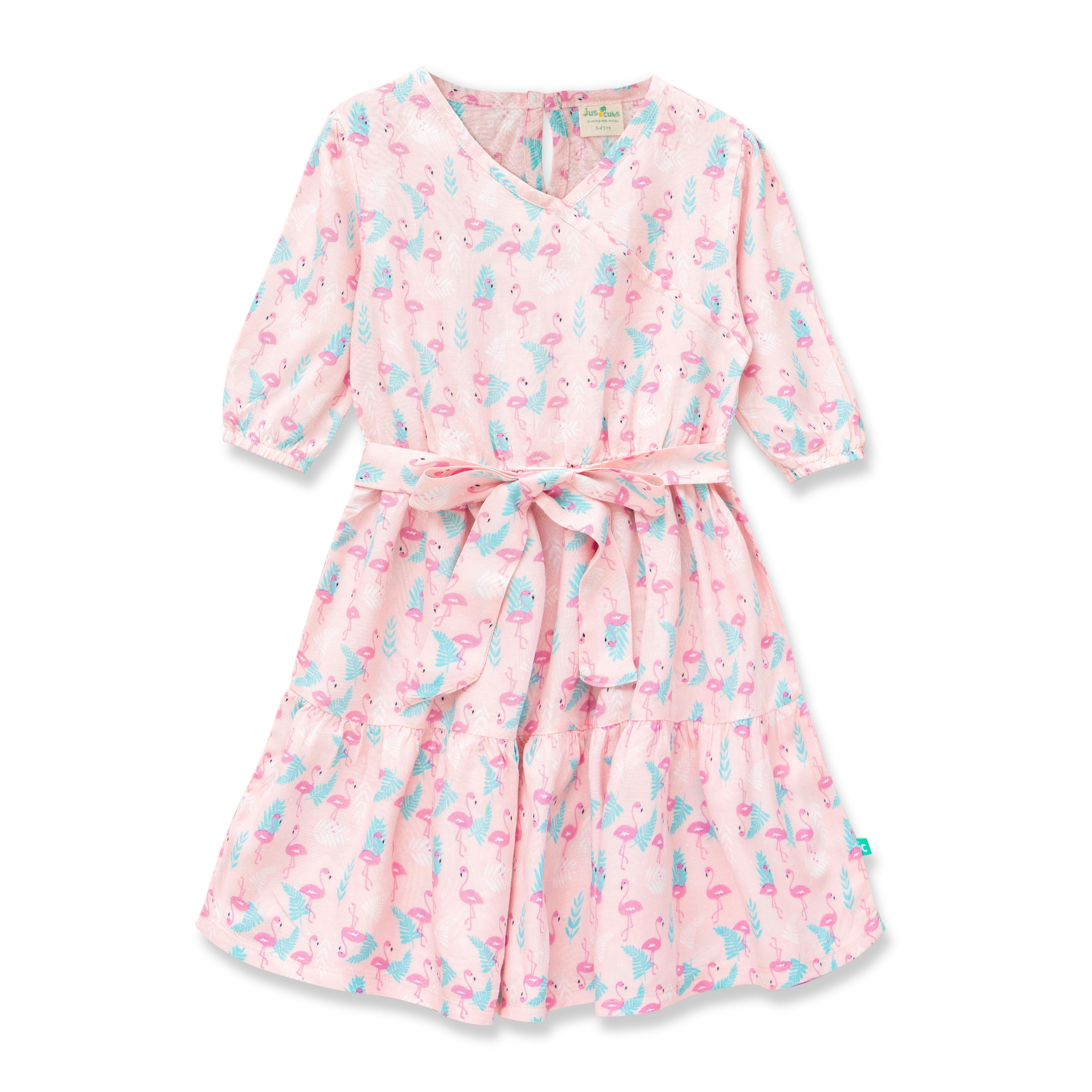 Baby Girls All Over Printed Fit & Flare Dress - Juscubs