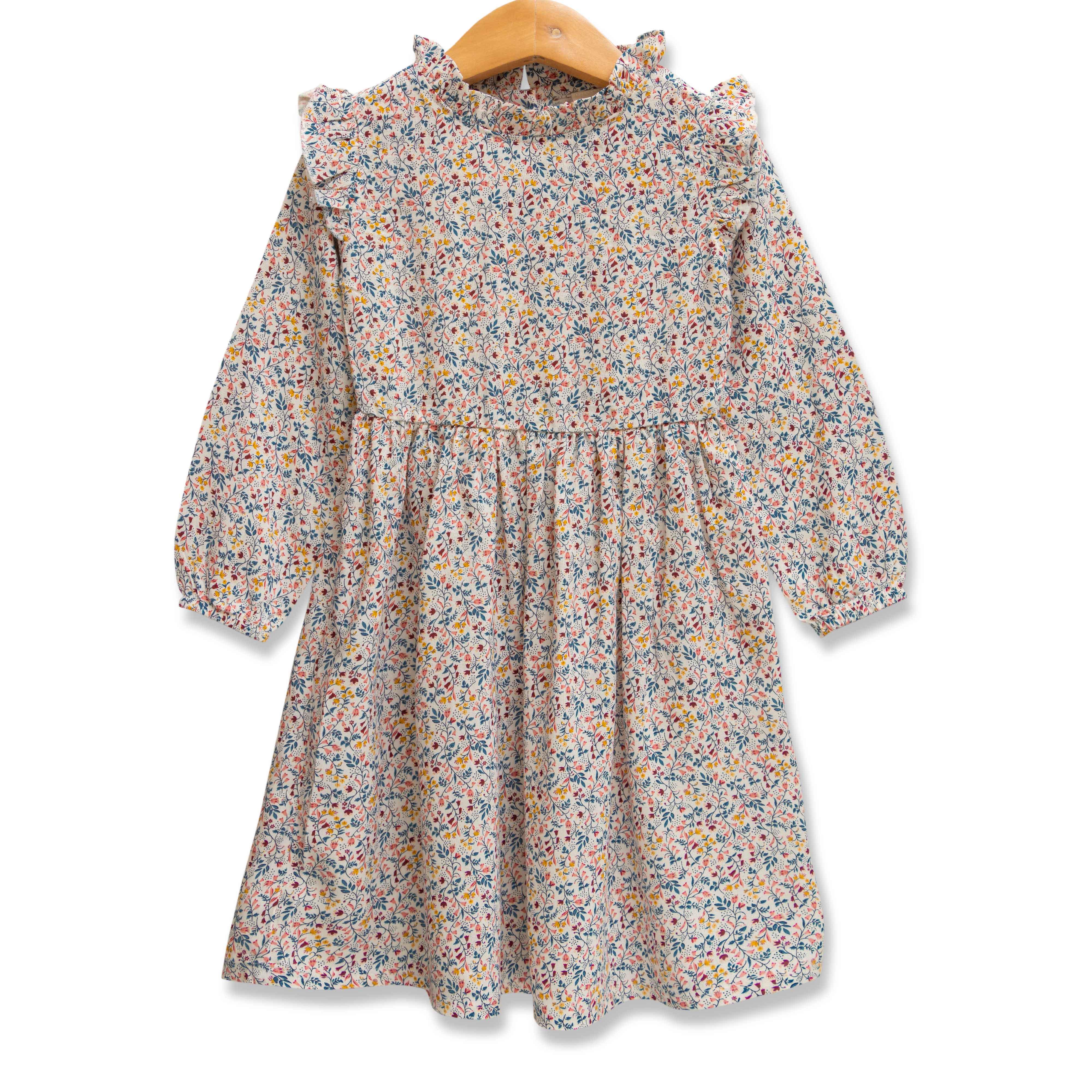 Young Girls All Over Printed Fit & Flare Dress - Juscubs