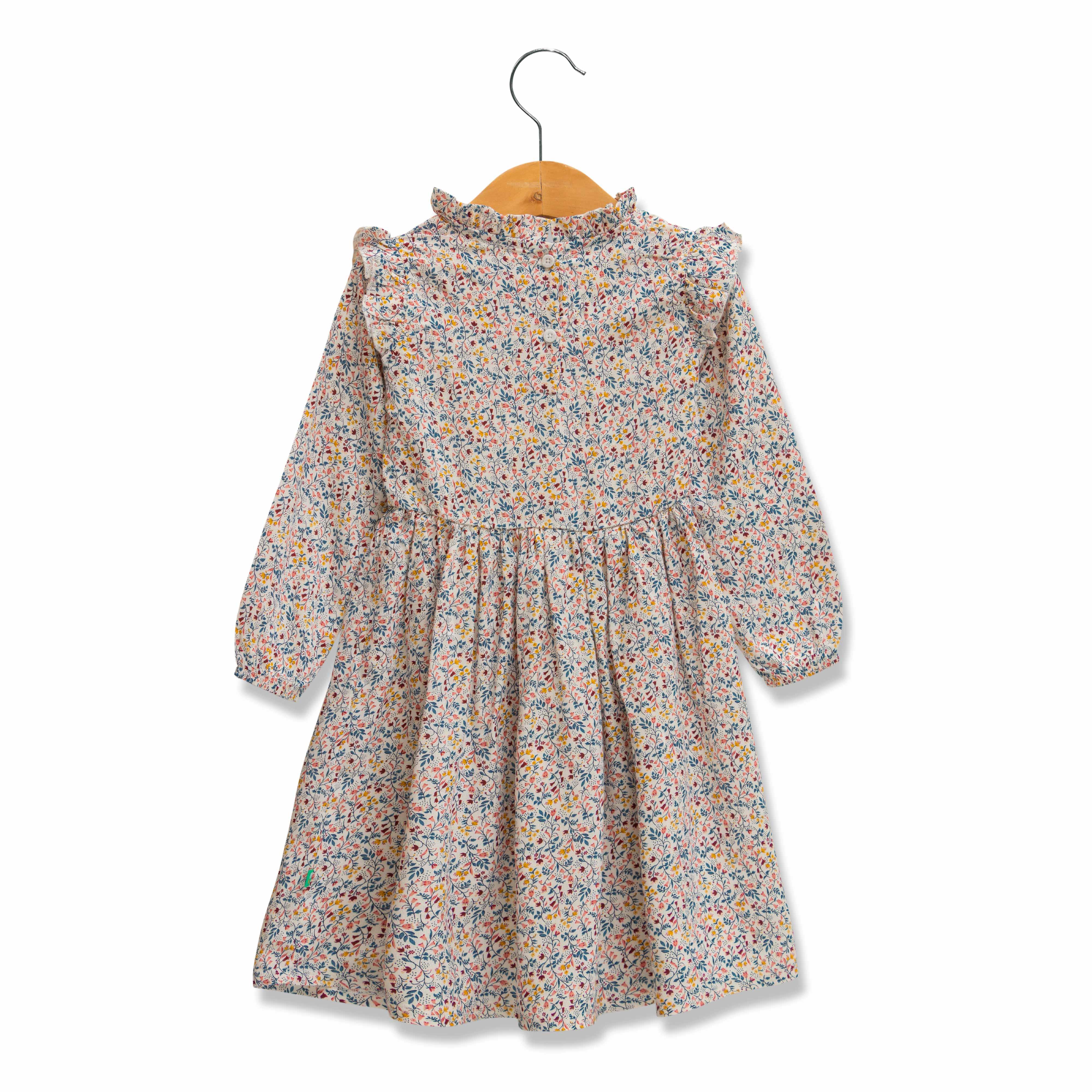 Young Girls All Over Printed Fit & Flare Dress