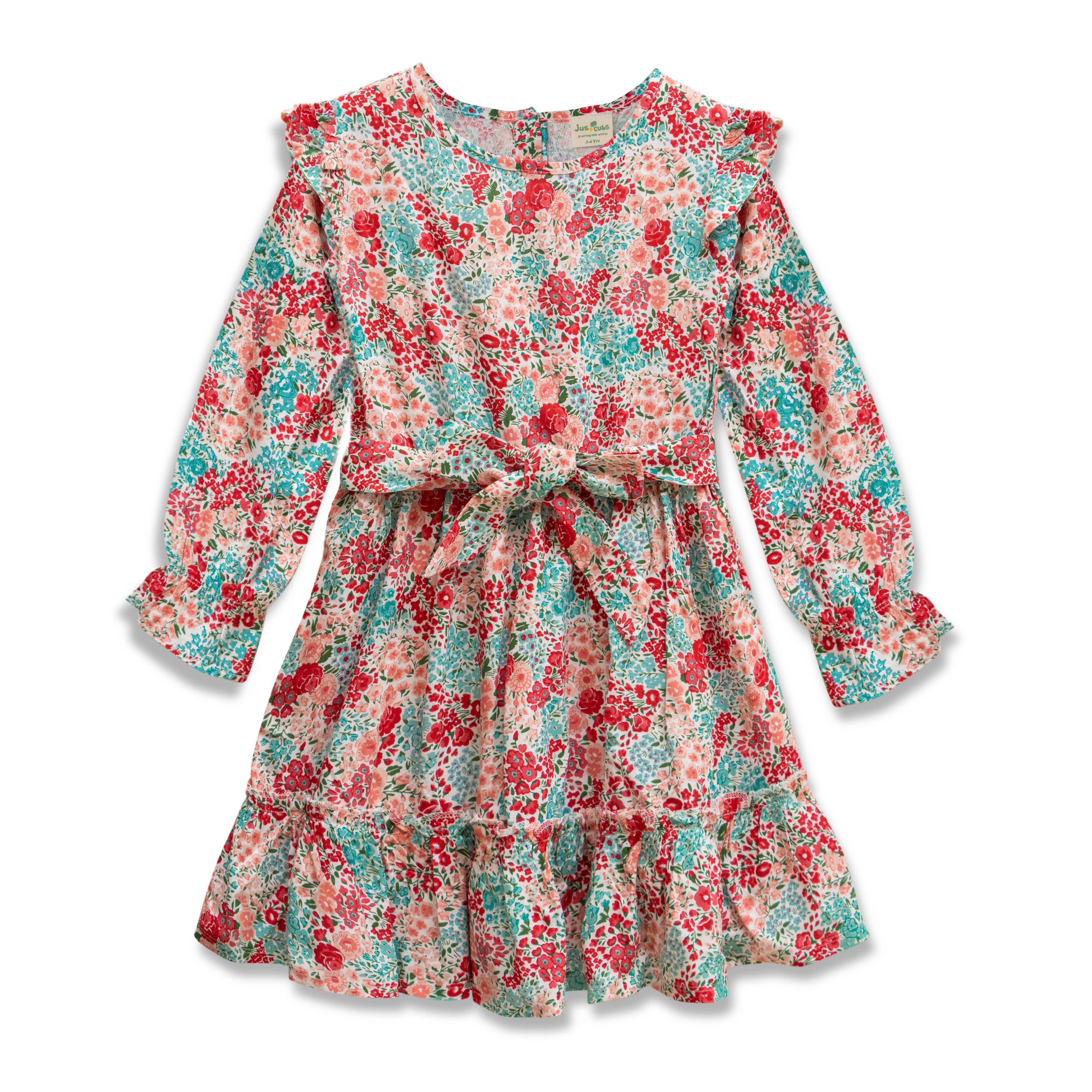 Young Girls All Over Printed Fit & Flare Dress