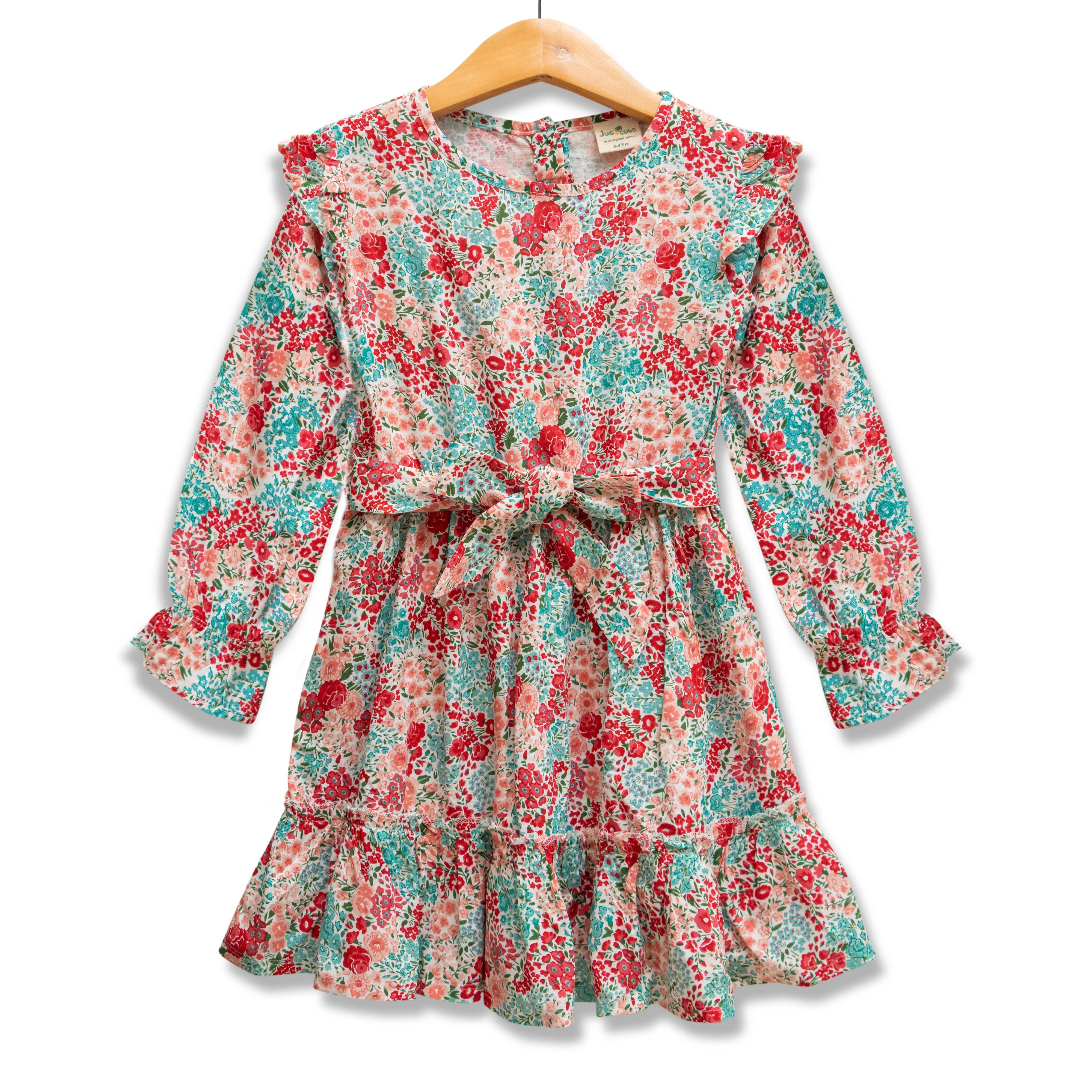 Young Girls All Over Printed Fit & Flare Dress