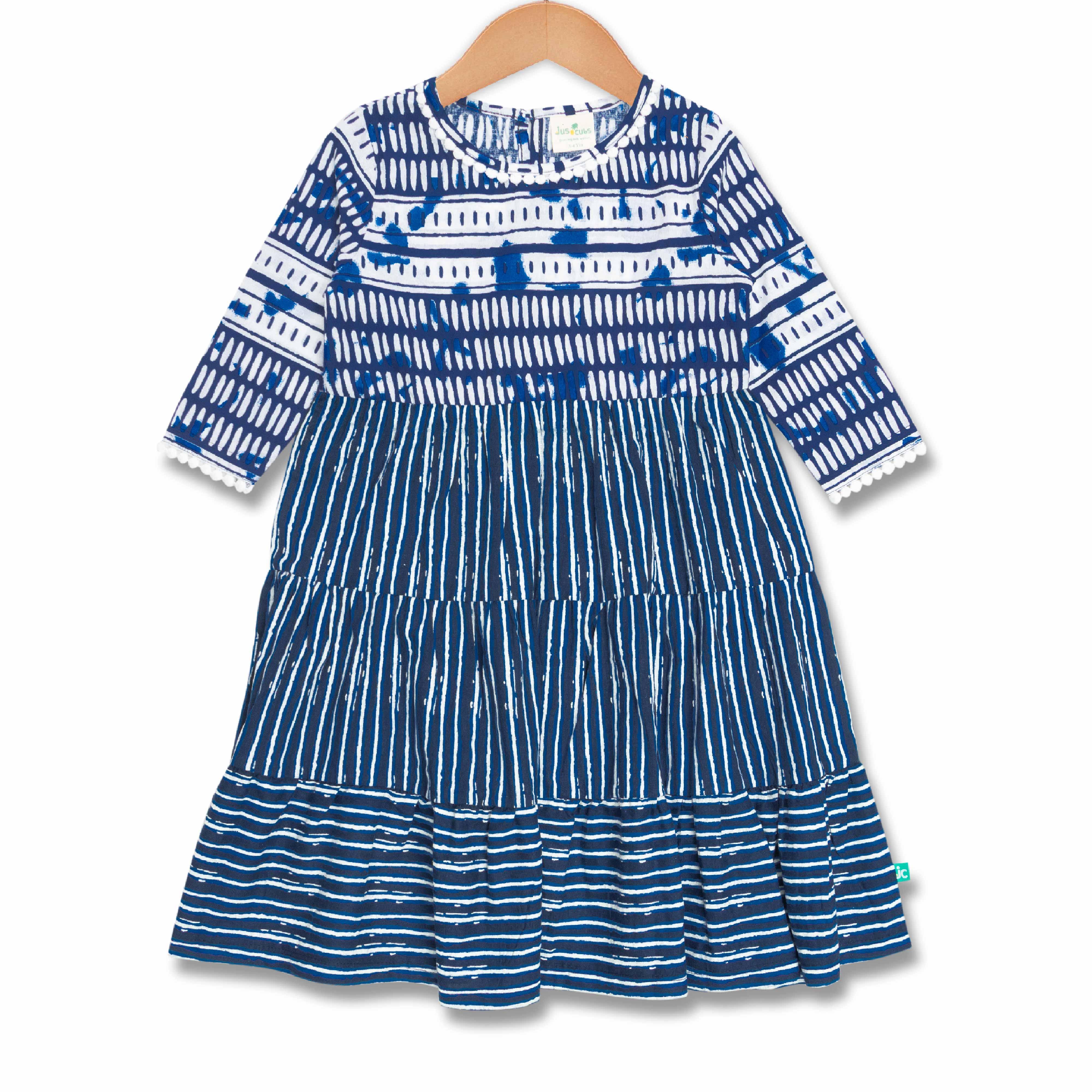 Baby Girls All Over Printed Full Sleeve Dress - Juscubs