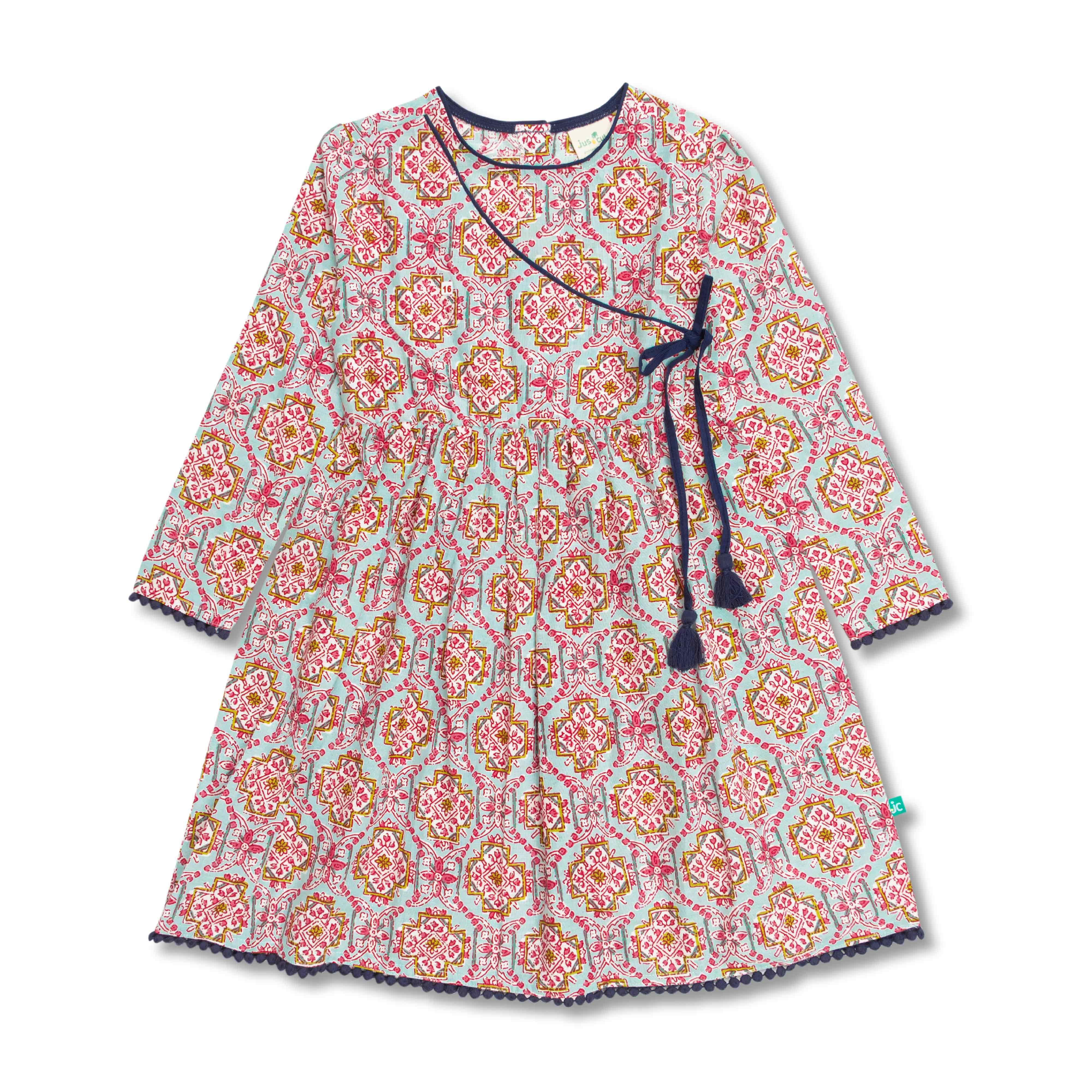 Baby Girls All Over Printed Full Sleeve Dress - Juscubs