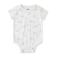 Baby Boys Cotton Bodysuit – Elephant Print, Short Sleeve, Soft & Breathable Onesie
