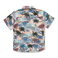 "Boys' Tropical Print Short Sleeve Button-Up Shirt – Sunset Beach Theme"