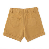 Boys' Stylish Mustard Cotton Shorts with Button Closure & Cuffed Hem