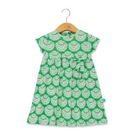 Baby Girls' Green Seashell Print Cap Sleeve Dress with Bow Accent