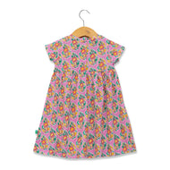 "baby Girls' Floral Printed Cotton Dress – Pink with Bow Detail"
