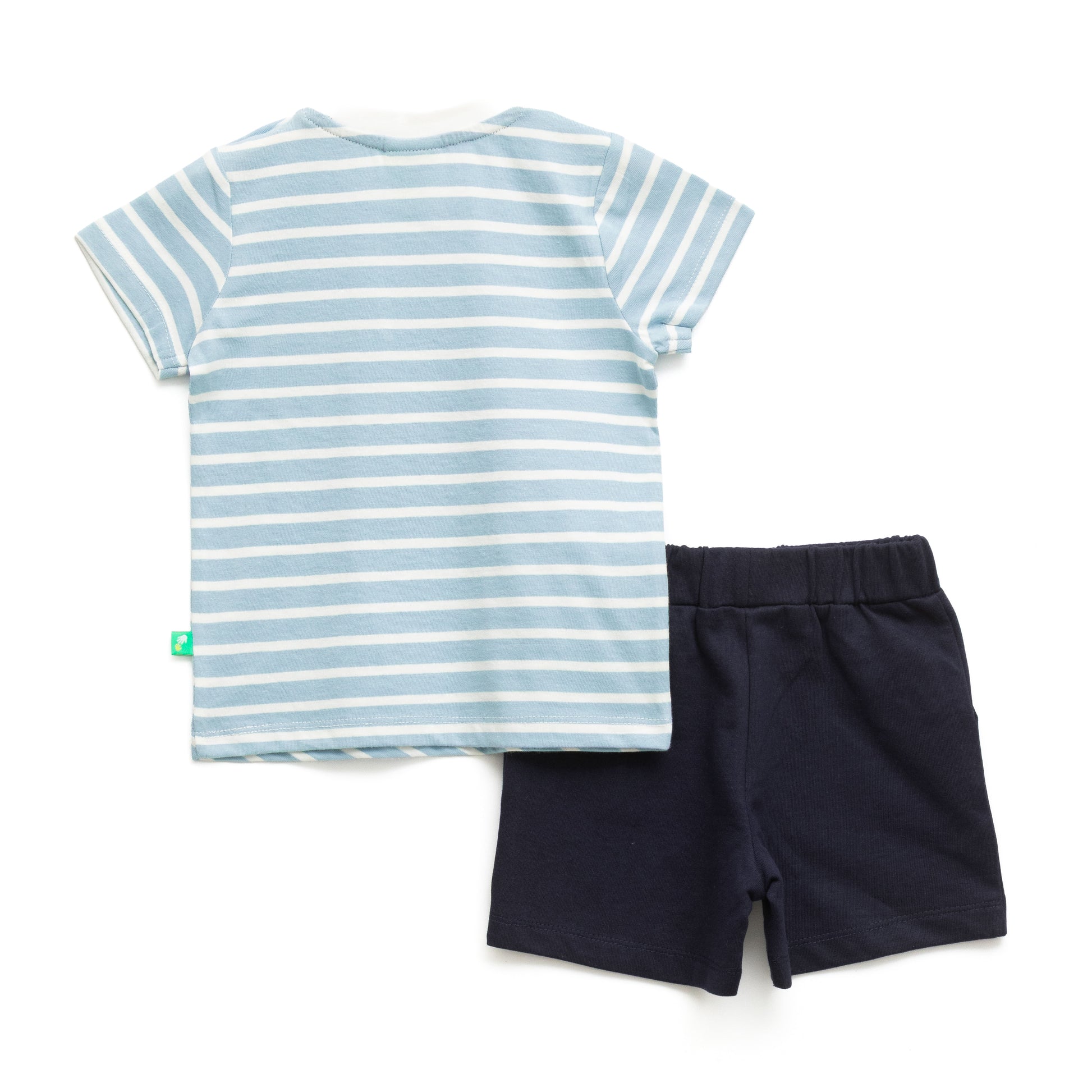 Baby Boy Striped T-Shirt and Navy Shorts Set with pocket