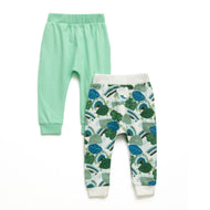 Baby Boys Jogger Pants – Pack of 2 (Mint Green & Jungle Print)