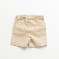 "Boys Solid Beige Cotton Twill Shorts – Casual Wear with Side Pockets"