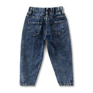 "Baby Boys Dark Wash Stretchable Denim Jeans with Front Seam Detailing"