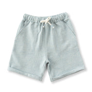 "Boys Light Blue Cotton Knit Shorts – Soft & Comfy with Drawstring Waist"