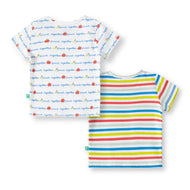 "Baby Boys 2-Pack Cotton T-Shirts – Friends Together Print & Multicolor Stripe Design"