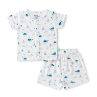 "Baby Boys White Sea Life Print Cotton T-Shirt & Shorts Set"