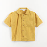 "Baby Boys Premium Muslin Cotton Shirt | Mustard | Lightweight & Breathable"