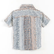 "Boys Soft Cotton Printed Button-Down Shirt | Stylish Multi-Color Pattern"