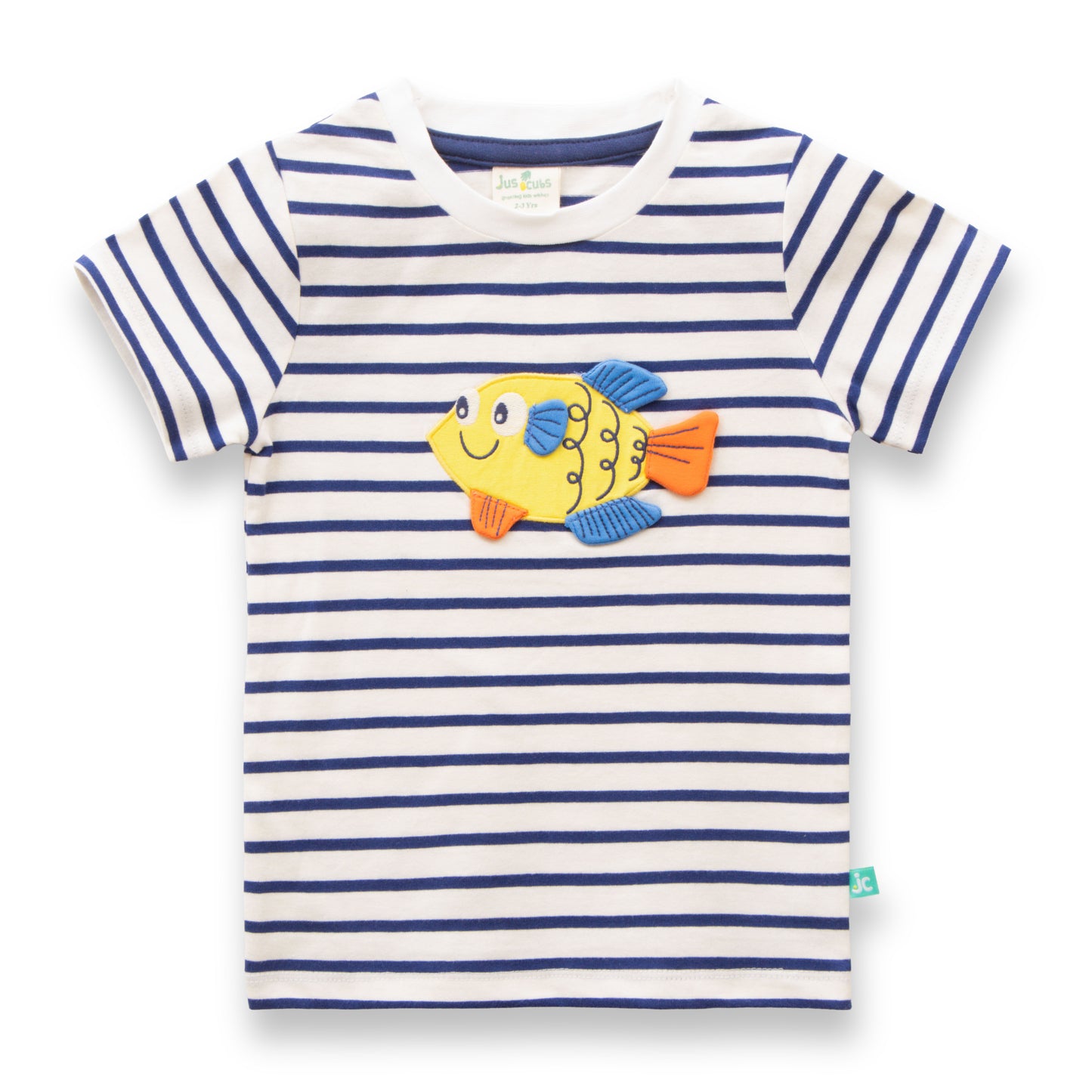 "Baby Boys' Summer Outfit Set – Striped Fish T-Shirt & Navy Drawstring Shorts"