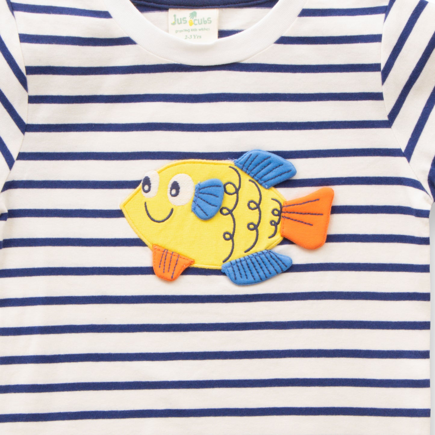 "Baby Boys' Summer Outfit Set – Striped Fish T-Shirt & Navy Drawstring Shorts"