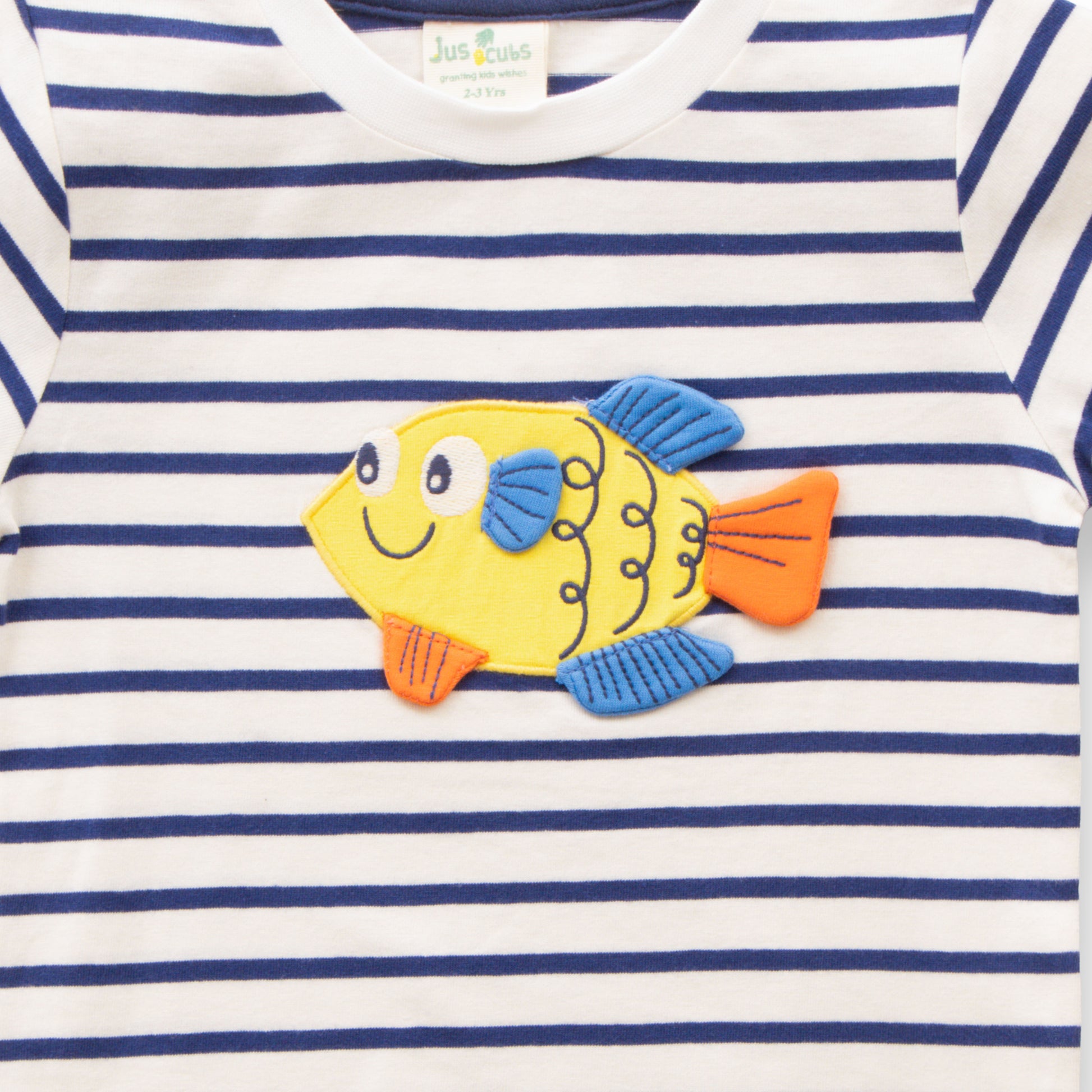 "Baby Boys' Summer Outfit Set – Striped Fish T-Shirt & Navy Drawstring Shorts"