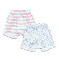 "Baby Girls' Cotton Boxer Shorts - Pack of 2 (Striped & Bunny Print)"