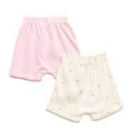 "Baby Girls' Cotton Boxer Shorts - Pack of 2 (Pink Solid & Floral Print)"
