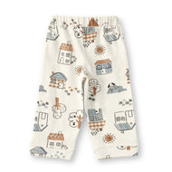 "Baby Girls Cotton Printed Lounge Pants – All Over House & Nature Print"