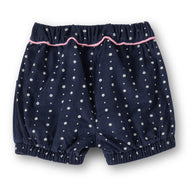“Baby Girls Navy Blue Printed Corduroy Shorts with Pockets”